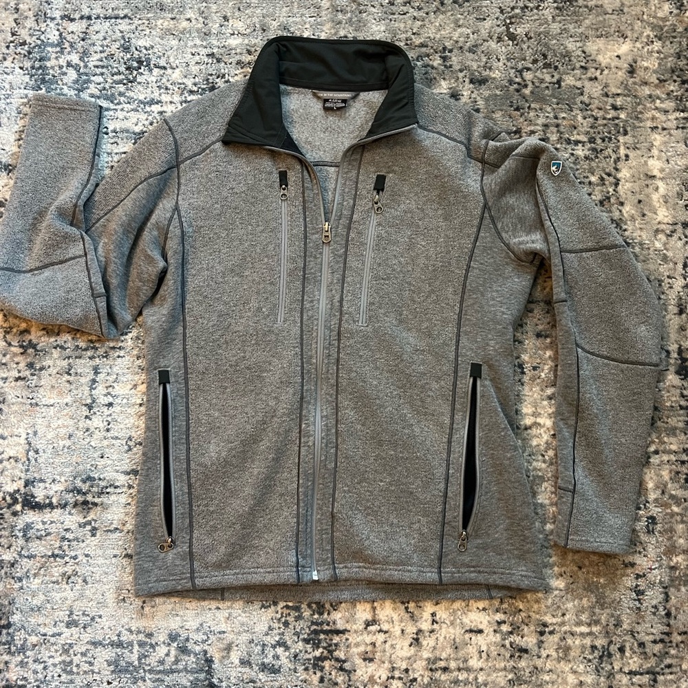 KUHL Men’s Interceptr Stretch Fleece Full Zip Sweater Jacket Gray Size L